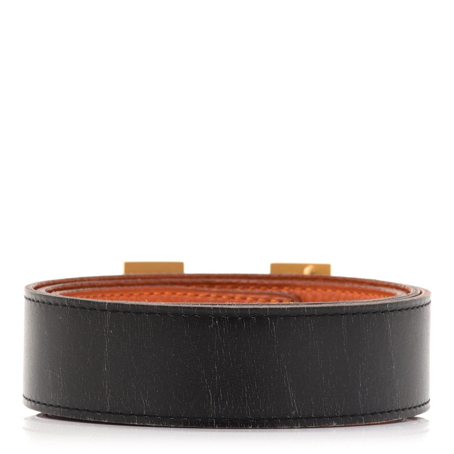 Hermes Box Togo 32mm H Belt 85 Black Orange 3 of 11