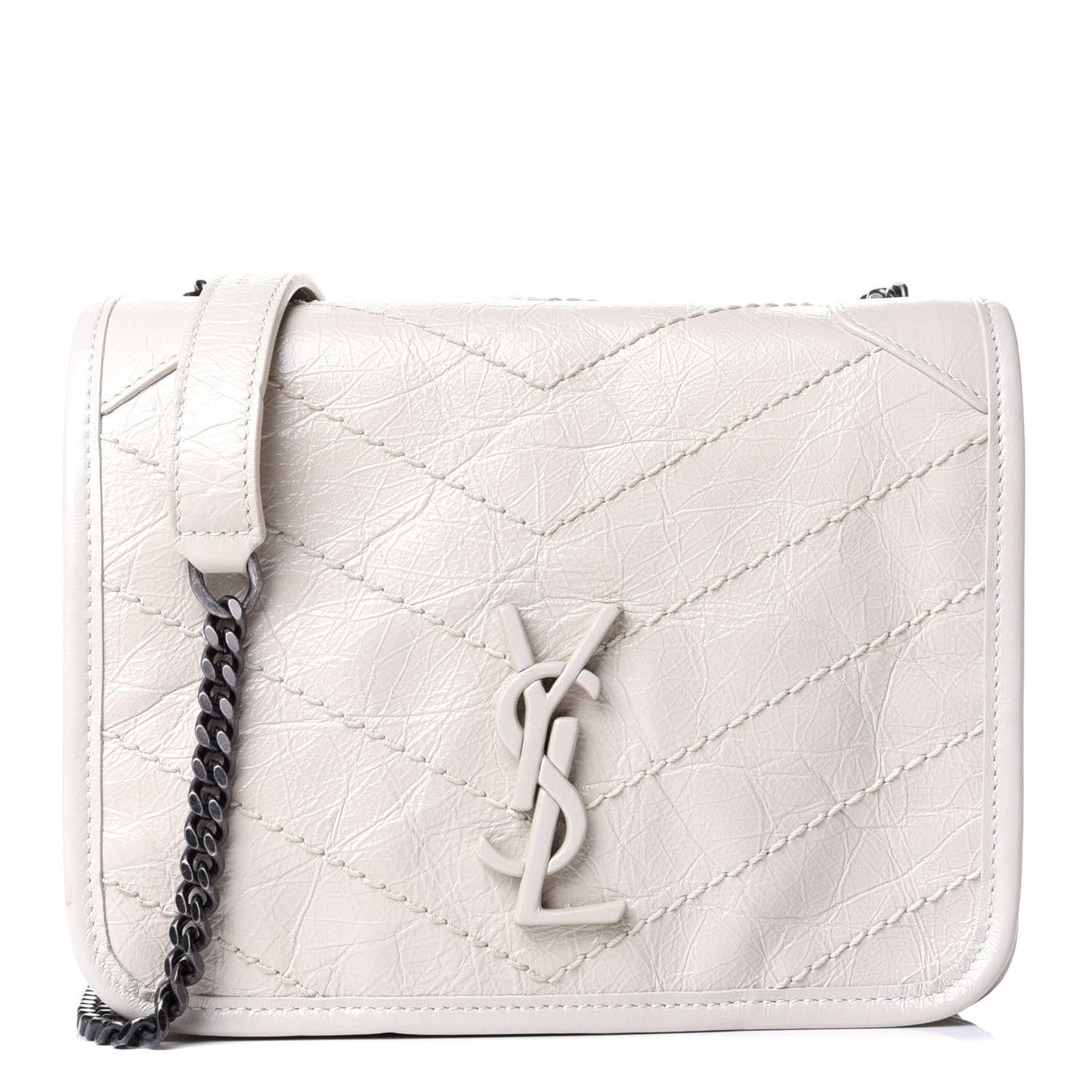 Crinkled Calfskin Matelasse Monogram Niki Chain Wallet Crema Soft
