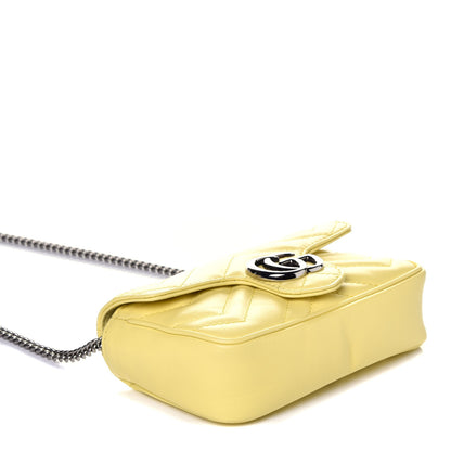 Gucci Calfskin Matelasse Super Mini GG Marmont Shoulder Bag Banana 4 of 9