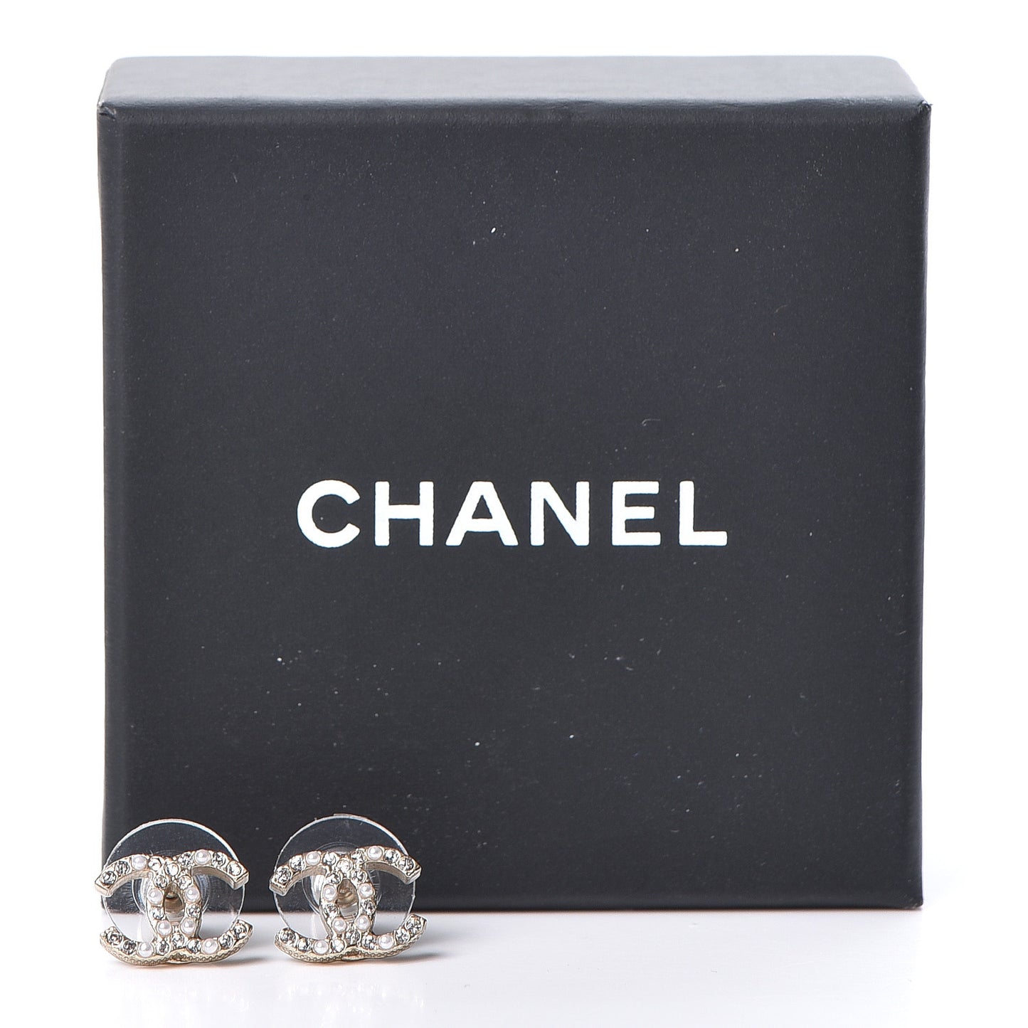 Crystal Pearl CC Earrings Gold