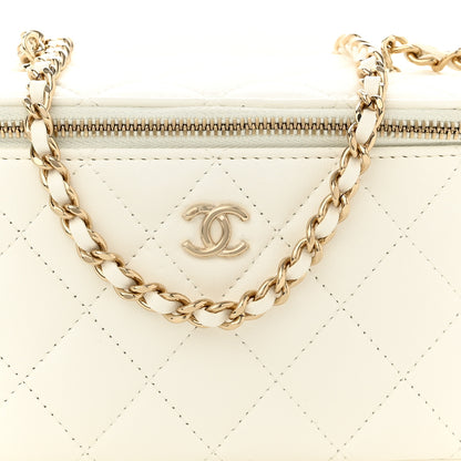 Chanel Lambskin Quilted Pearl Crush Small Vanity Case With Chain White 9 of 11