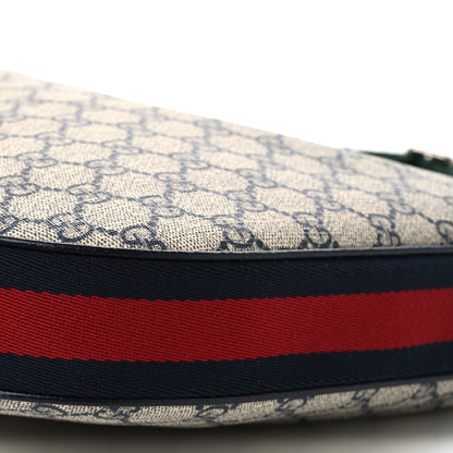 Gucci GG Supreme Monogram Textured Calfskin Web Large Attache Shoulder Bag Beige Blue 10 of 12