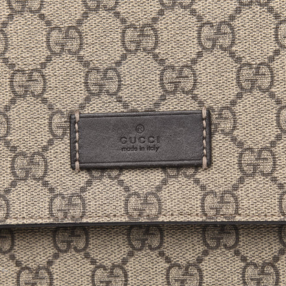 Gucci GG Supreme Monogram Selleria Calfskin Messenger Diaper Bag Beige Ebony Cocoa Dark Chocolate 11 of 13
