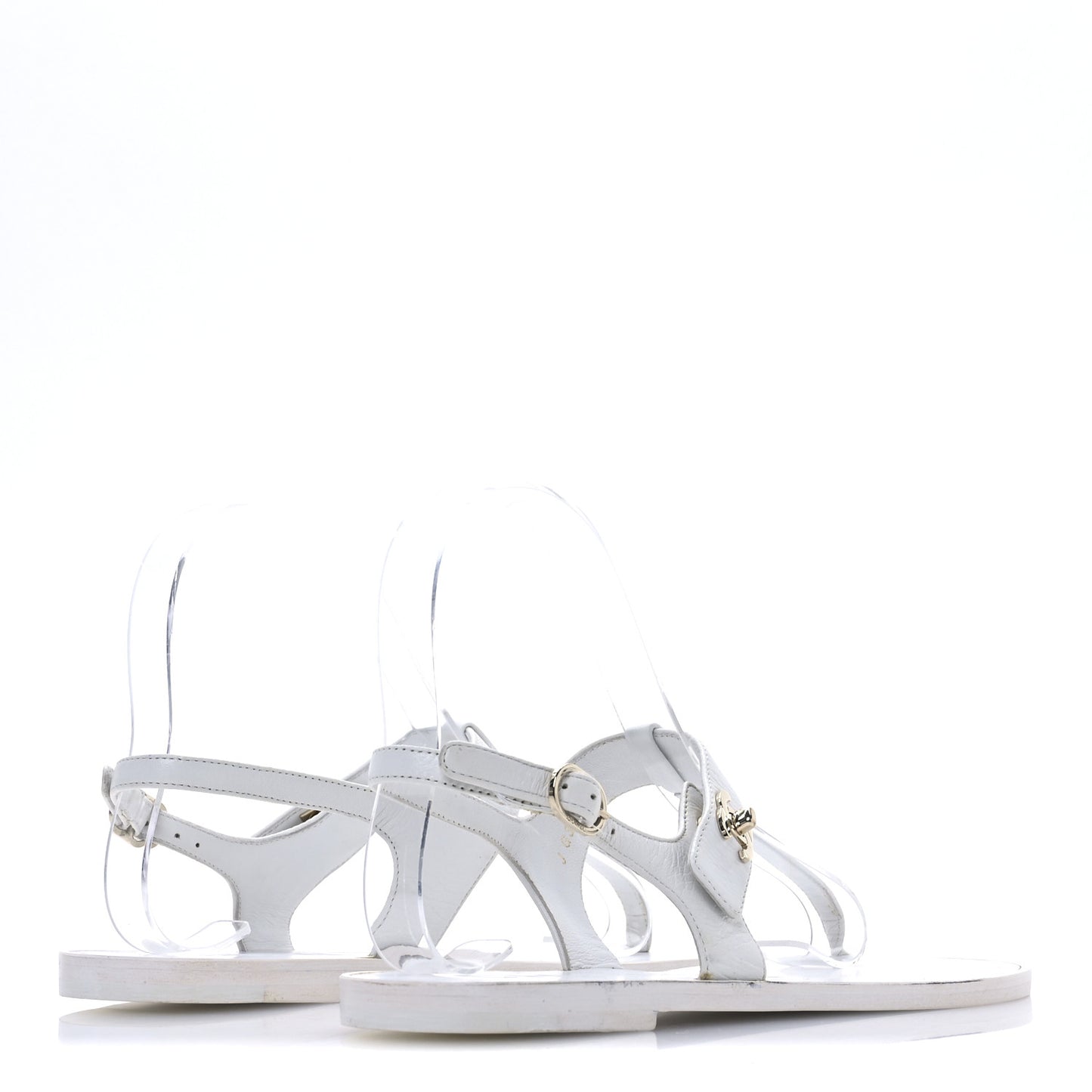 Lambskin CC Thong Sandals 36 White