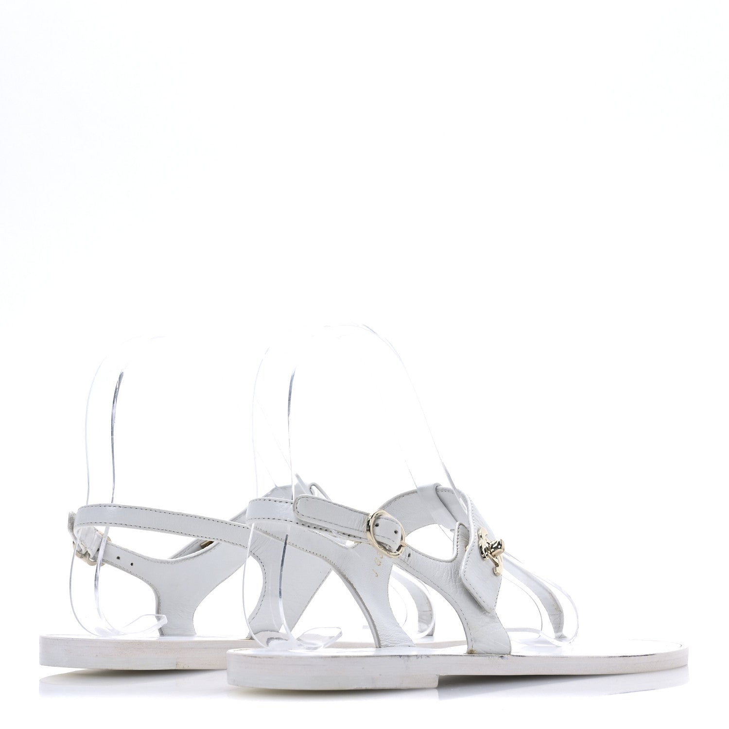 Chanel Lambskin CC Thong Sandals 36 White 5 of 10