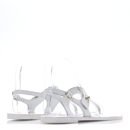 Chanel Lambskin CC Thong Sandals 36 White 5 of 10