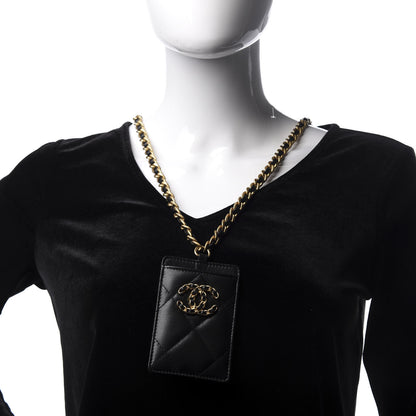 Chanel Goatskin Quilted 19 Card Holder On Chain Black 2 of 7