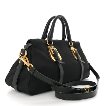 Prada Tessuto Nylon Soft Calfskin Shopping Satchel Black 3 of 10