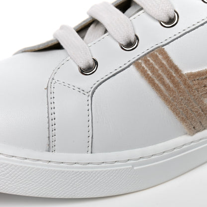 Hermes Calfskin Woolskin Womens Advantage Sneakers 37.5 White 7 of 9