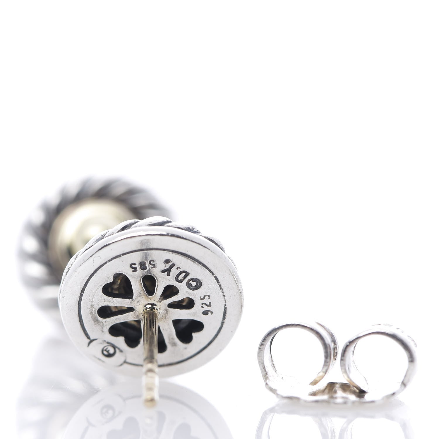 David Yurman Sterling Silver 14K Yellow Gold Cookie Earrings 3 of 3