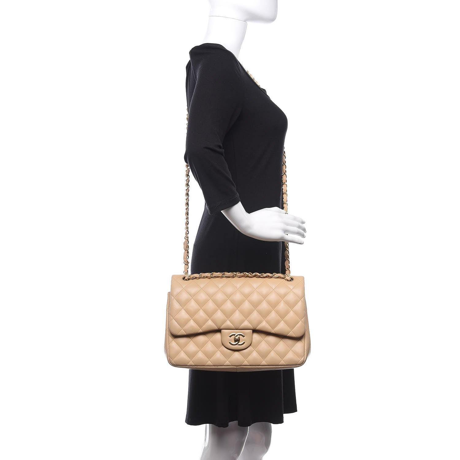 Chanel Lambskin Quilted Jumbo Double Flap Beige 2 of 18