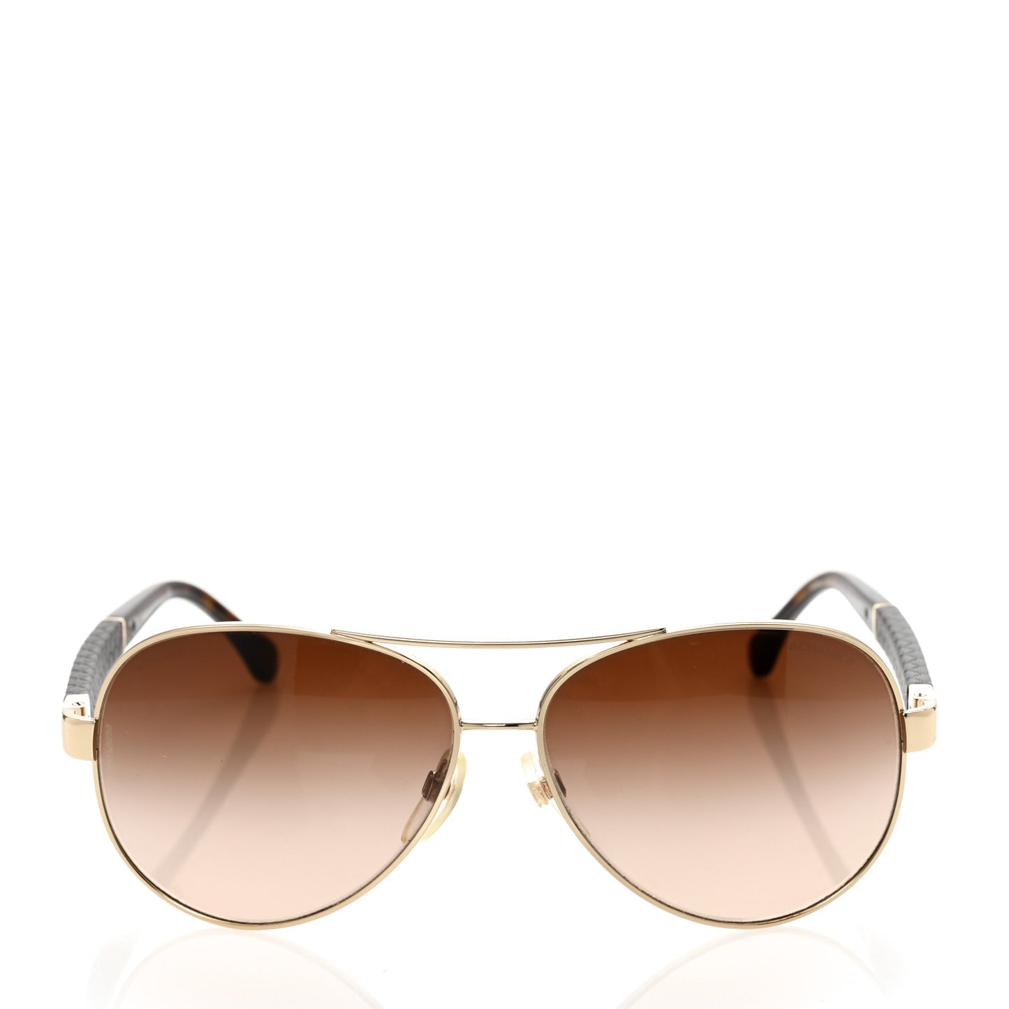 Lambskin Quilted CC Aviator Sunglasses 4195-Q Brown Gold