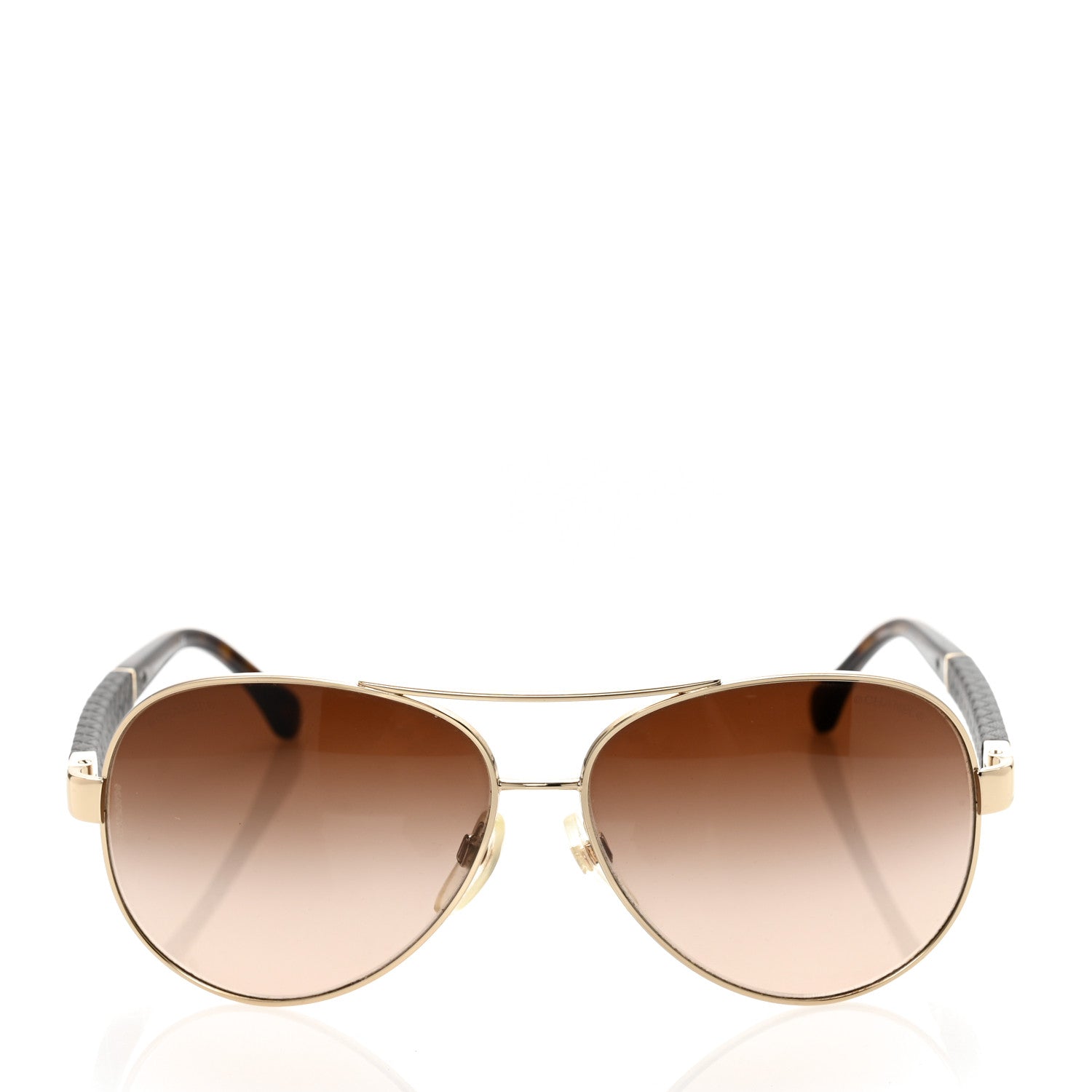 Chanel Lambskin Quilted CC Aviator Sunglasses 4195-Q Brown Gold 2 of 9
