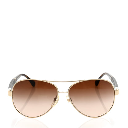 Chanel Lambskin Quilted CC Aviator Sunglasses 4195-Q Brown Gold 2 of 9
