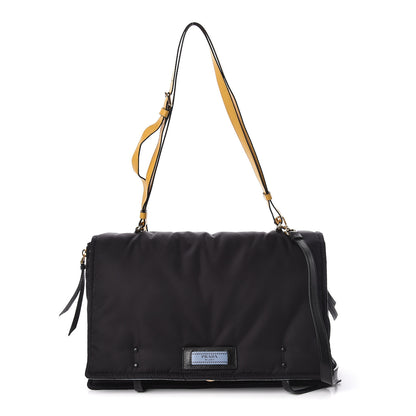 Prada Tessuto Nylon Etiquette Flap Black Soleil 1 of 12