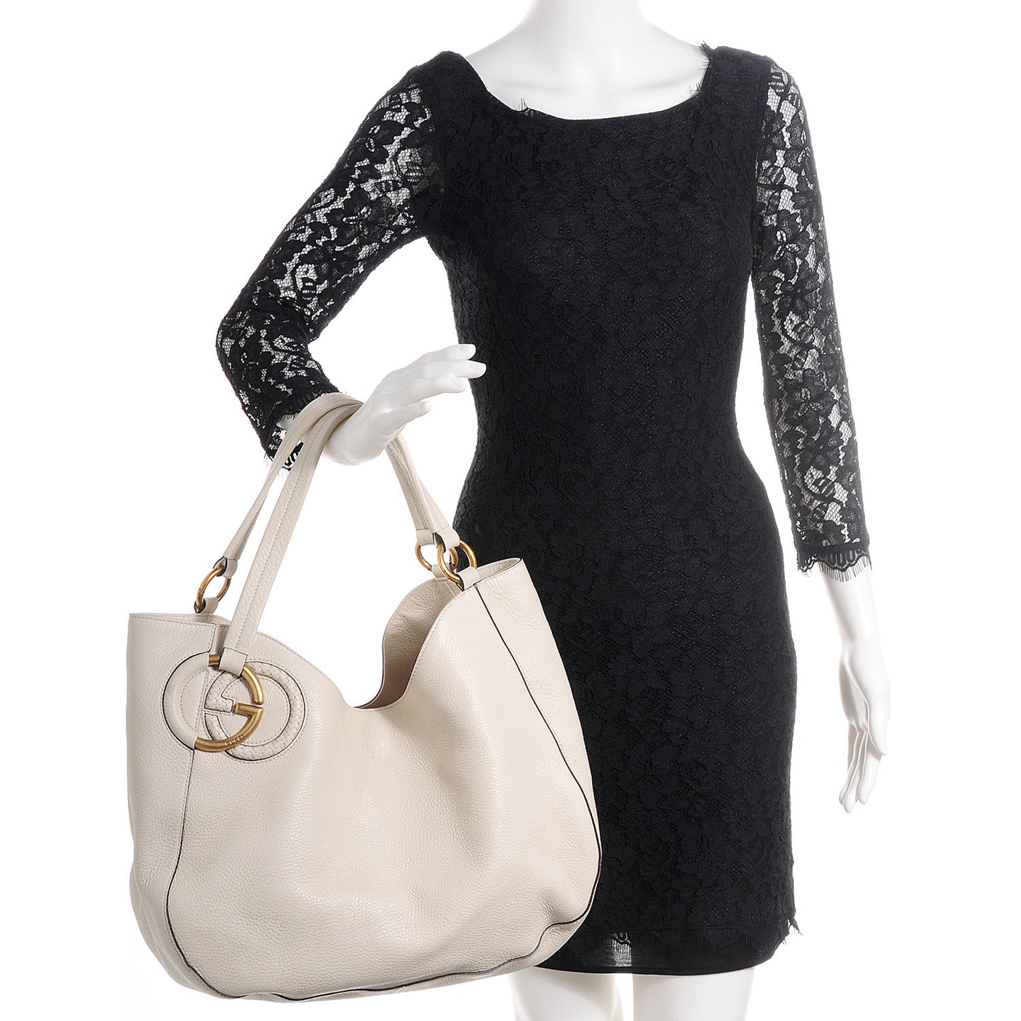 Pebbled Calfskin Twill Medium Shoulder Bag White