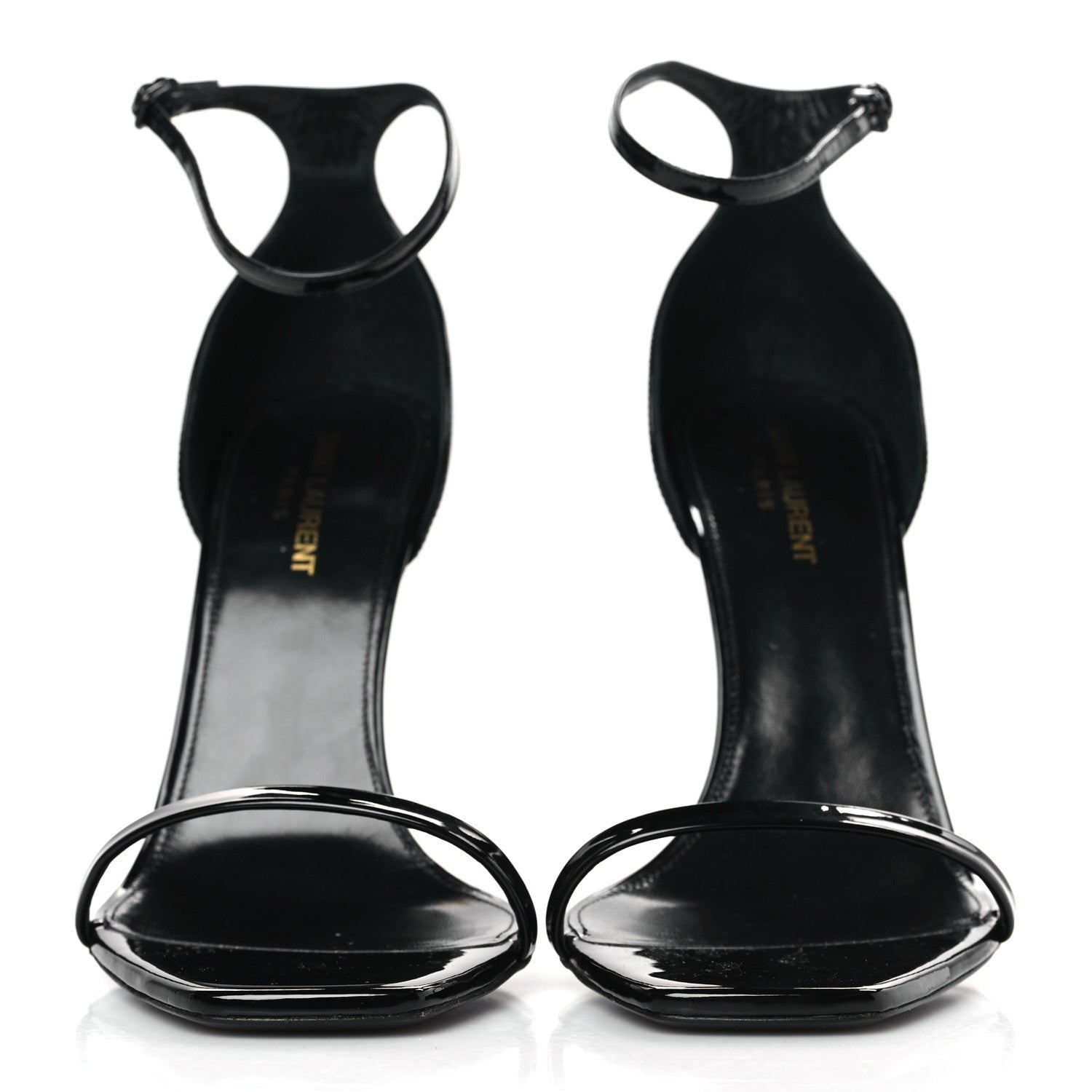 Saint Laurent Patent Calfskin Opyum 110 Sandals 41 Black Gold 2 of 9