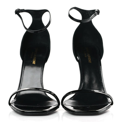 Saint Laurent Patent Calfskin Opyum 110 Sandals 41 Black Gold 2 of 9