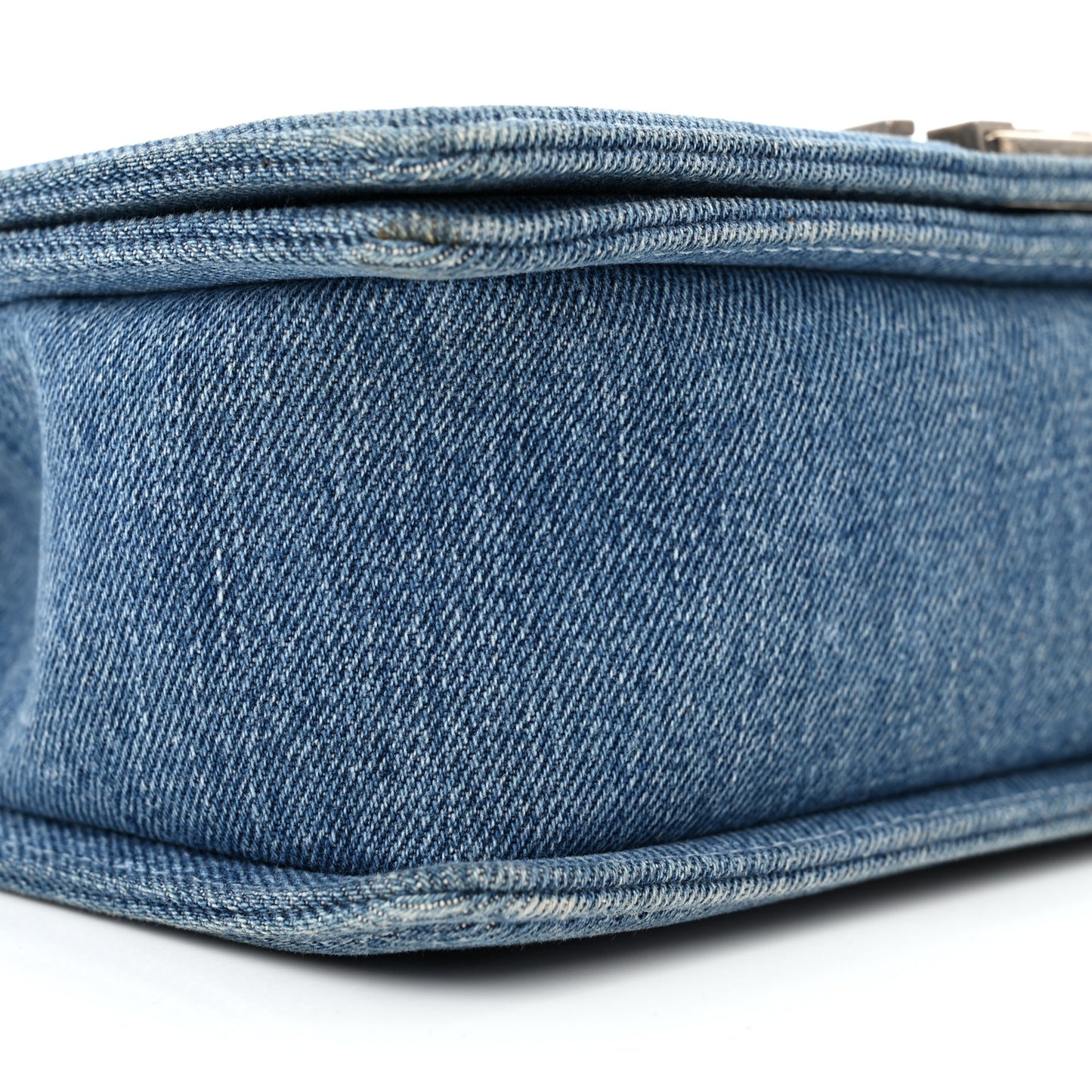 Denim Quilted Medium Boy Flap Blue