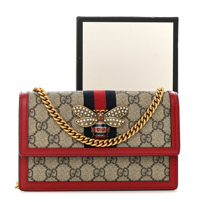 Gucci GG Supreme Monogram Web Queen Margaret Chain Wallet Red 11 of 11