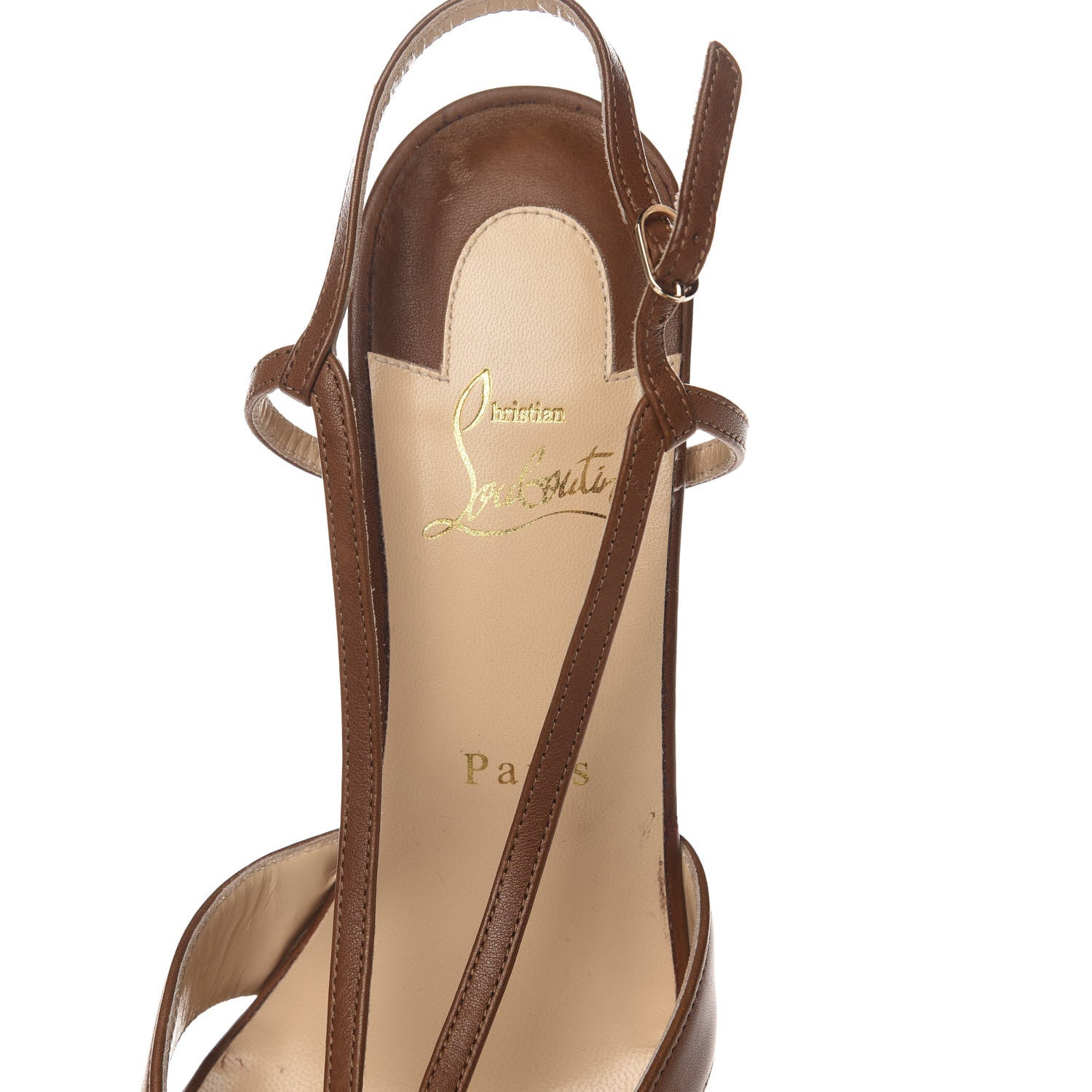 Christian Louboutin Noce Lucido Calfskin Veracite 130 Open Toe Platform Sandals 40 Cuoio 8 of 9