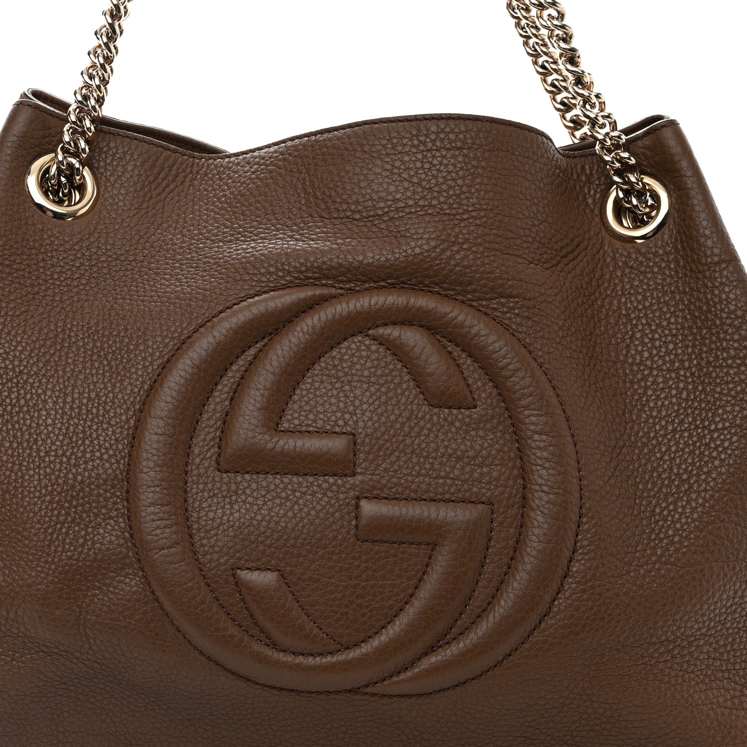 Gucci Pebbled Calfskin Medium Soho Chain Shoulder Bag Maple Brown 8 of 11