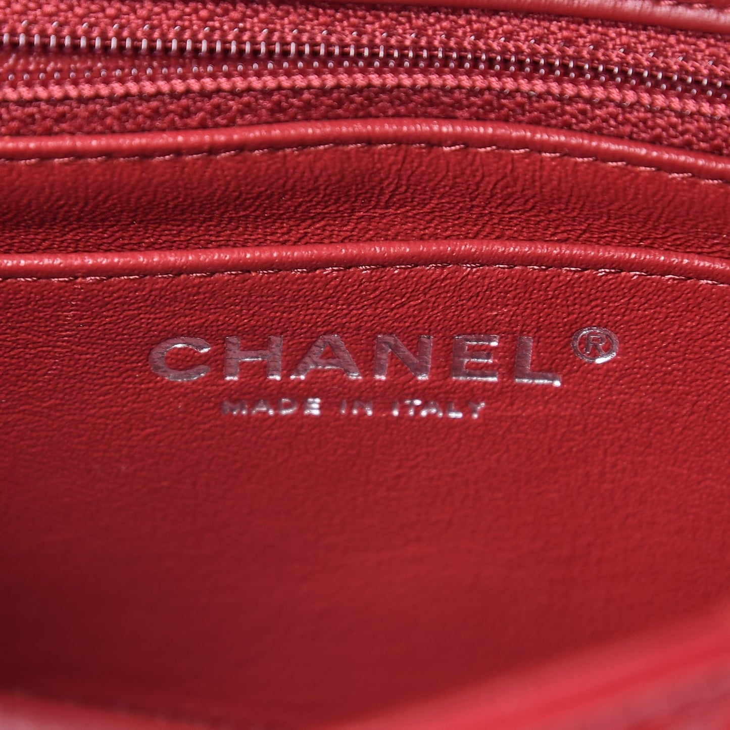Patent Calfskin Quilted Mini Rectangular Flap Red