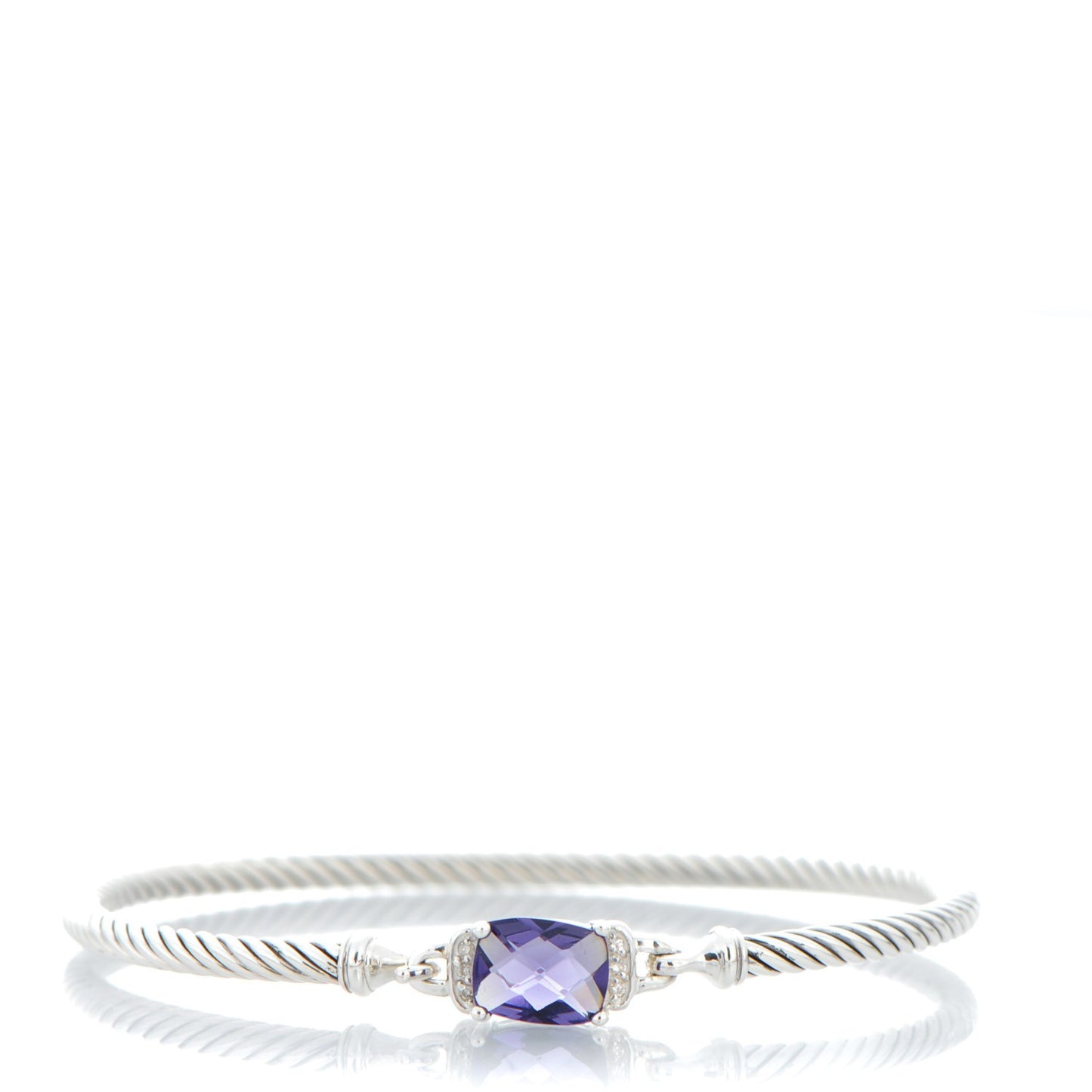 Sterling Silver Diamond Amethyst 3mm Petite Wheaton Bracelet