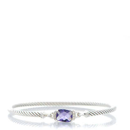 David Yurman Sterling Silver Diamond Amethyst 3mm Petite Wheaton Bracelet 1 of 6