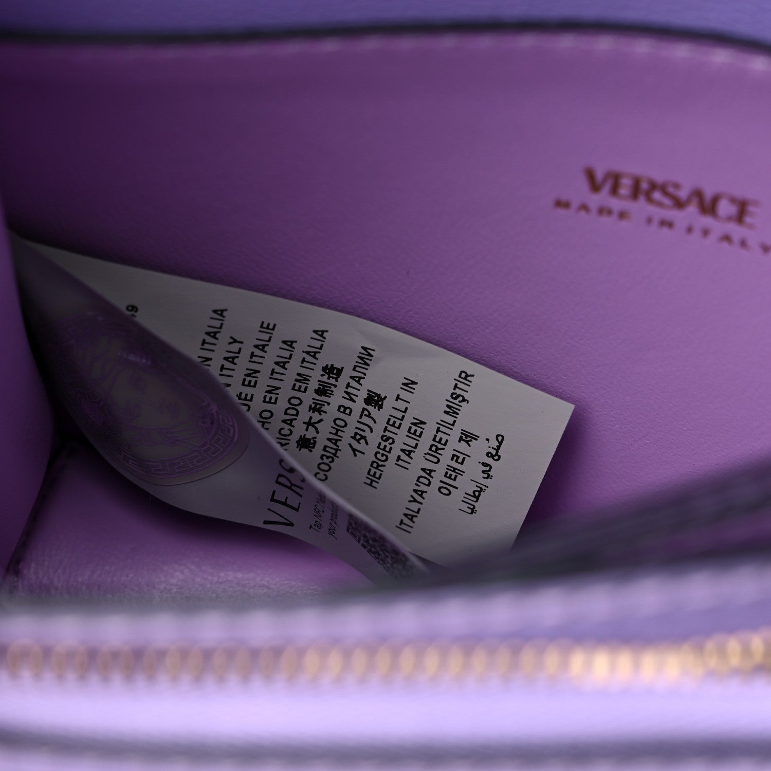 Versace Grained Calfskin La Medusa Shoulder Bag Lilac 7 of 9