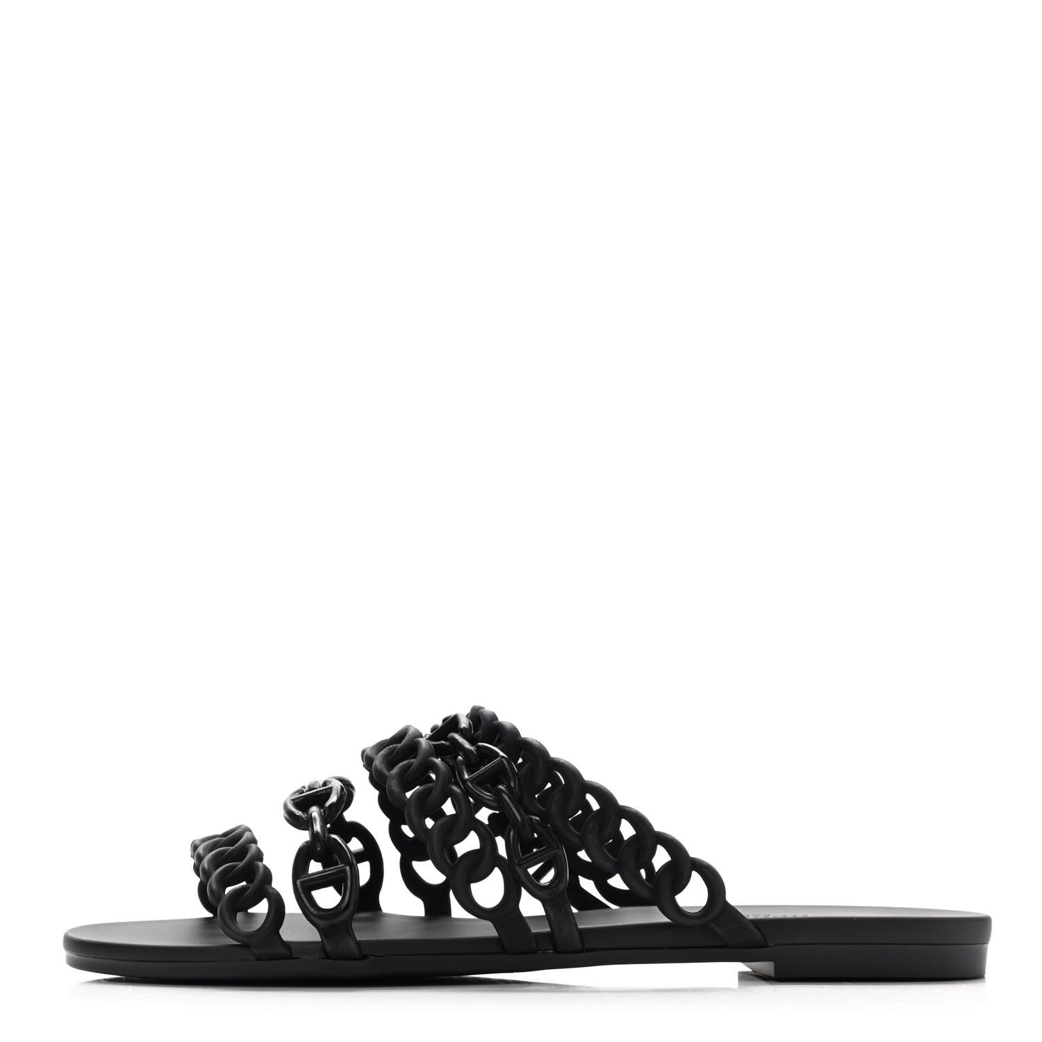 Hermes Rubber Chaine d'Ancre Nude Sandals 36 Black 1 of 8