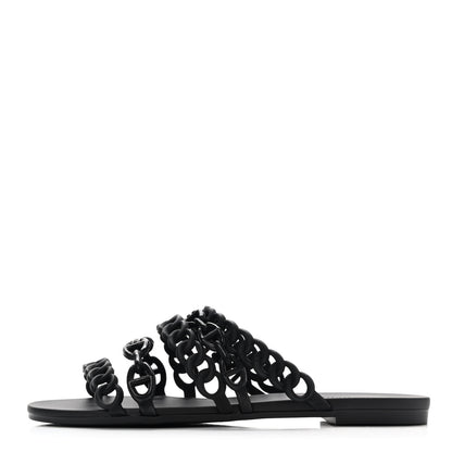 Hermes Rubber Chaine d'Ancre Nude Sandals 36 Black 1 of 8