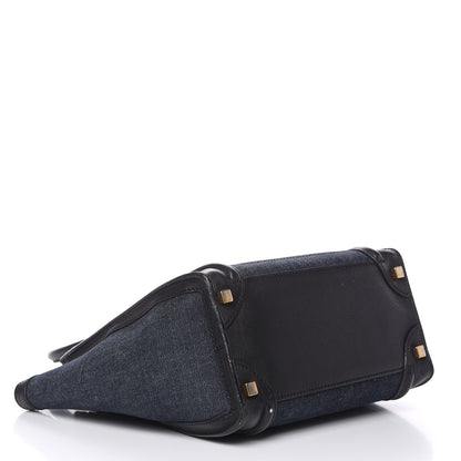 Celine Smooth Calfskin Denim Micro Luggage Navy Black 4 of 17