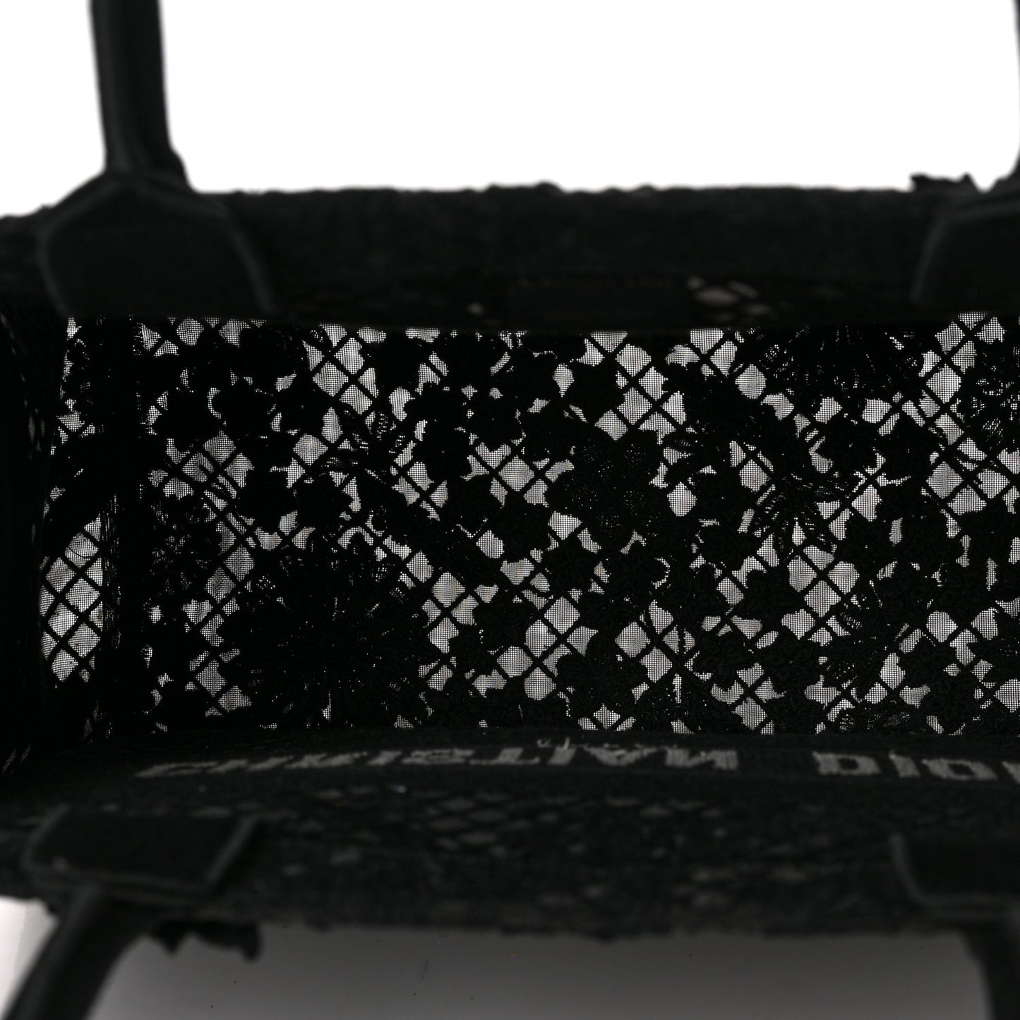 Embroidered 3D Macrame D-Lace Butterfly Medium Book Tote Black Multicolor