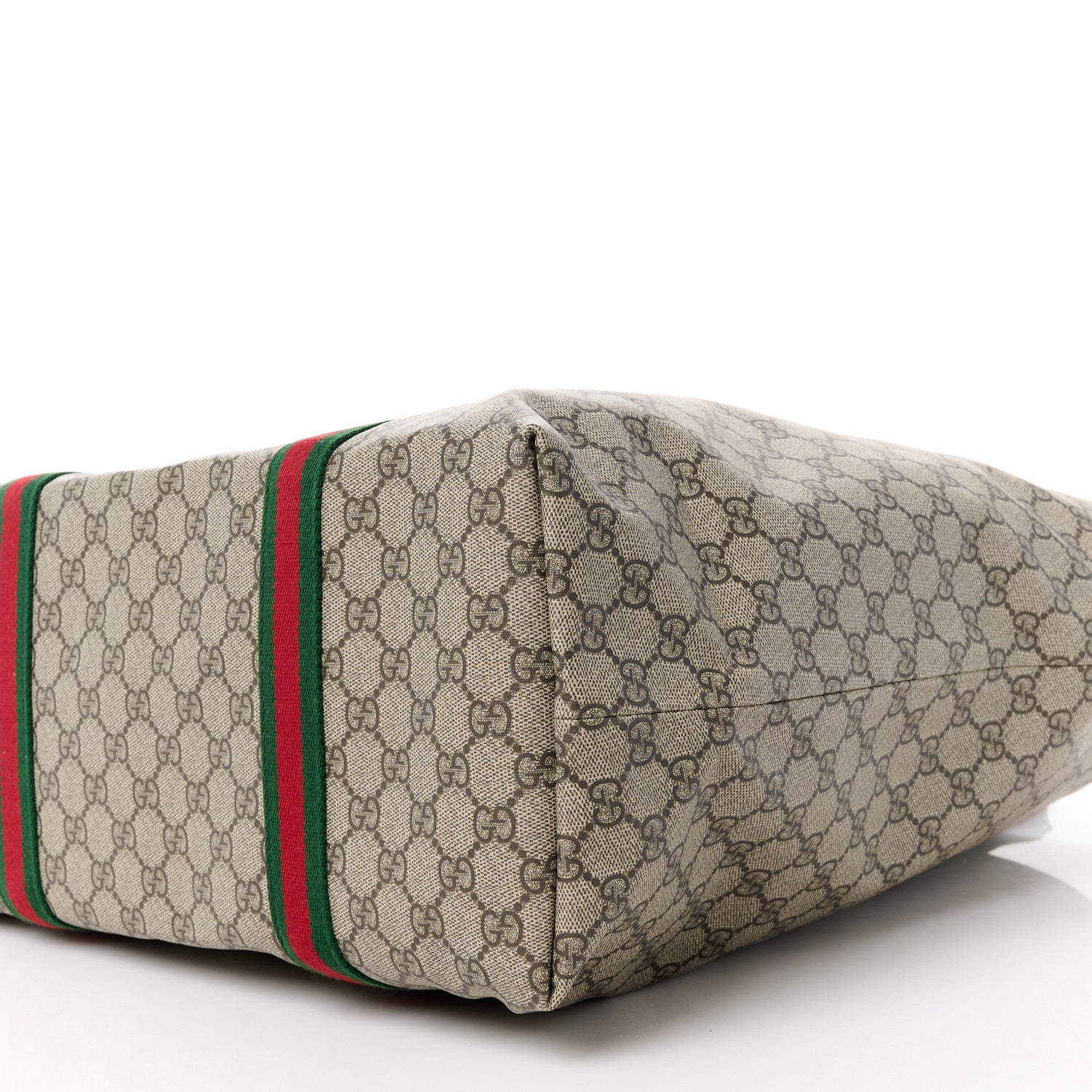 Gucci Tender GG Supreme Monogram Textured Dollar Calfskin Web Tote Beige Ebony New Acero 12 of 12