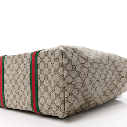 Gucci Tender GG Supreme Monogram Textured Dollar Calfskin Web Tote Beige Ebony New Acero 12 of 12