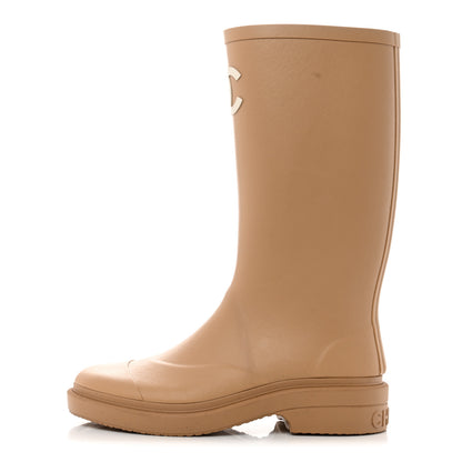 Chanel Caoutchouk CC High Boots 36 Beige 1 of 9