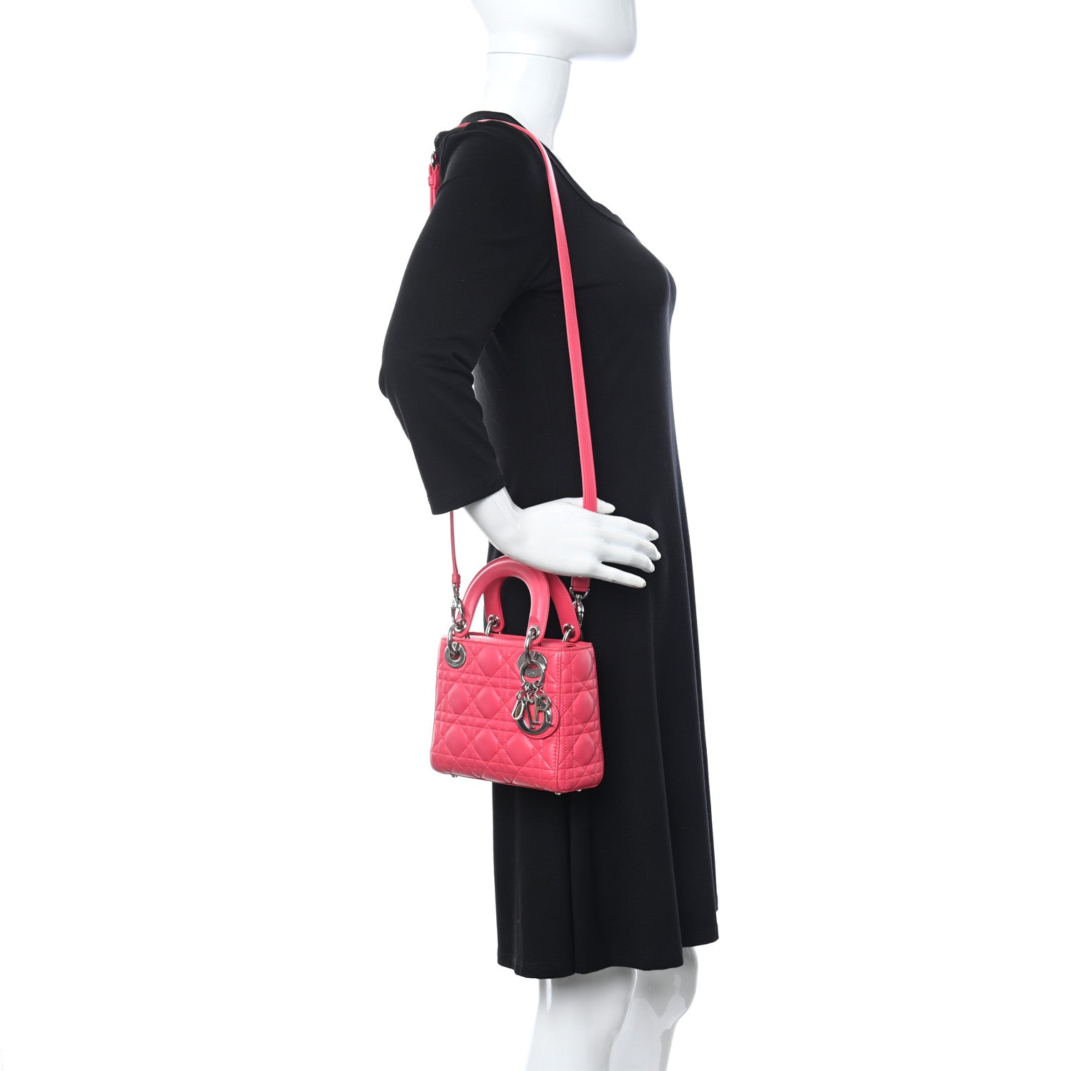 Christian Dior Lambskin Cannage Mini Lady Dior Fuchsia 2 of 8