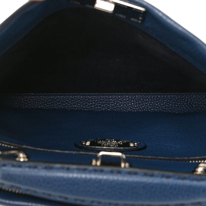 Fendi Cuoio Romano Selleria Large Peekaboo Iconic Fit Satchel Blue Marine 5 of 12