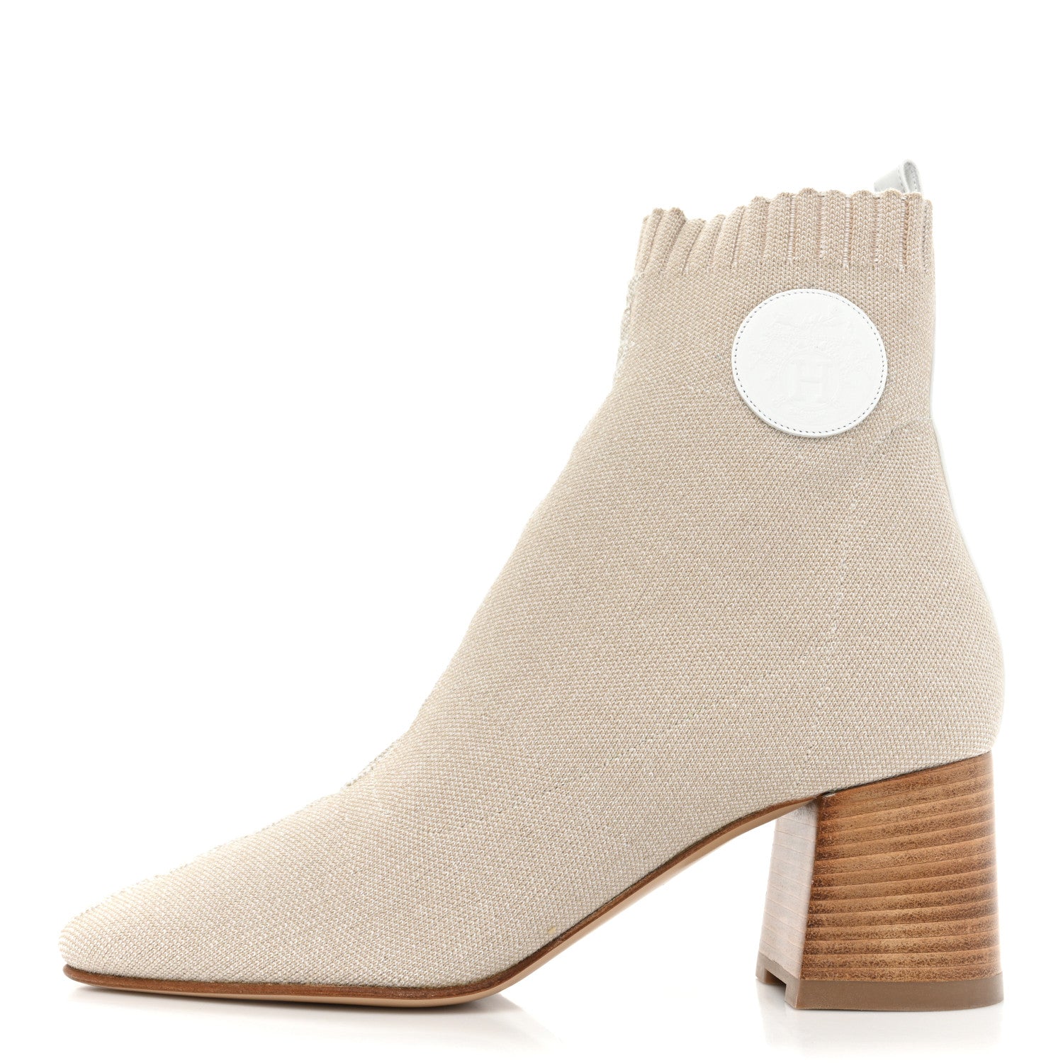 Hermes Knit Calfskin Volver 60 Ankle Boots 39.5 Nocciola 1 of 9