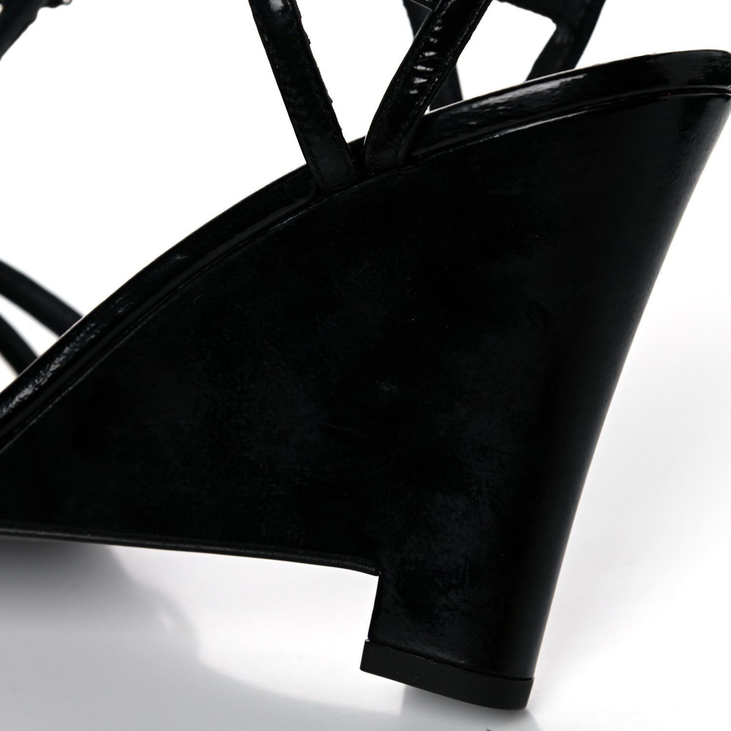 Chanel Patent Goatskin Chain CC Wedge Sandals 38 Black 10 of 12