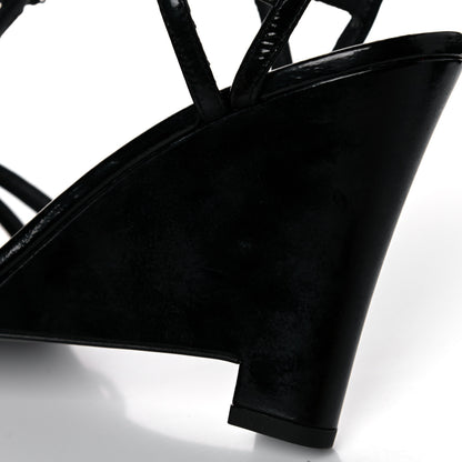 Chanel Patent Goatskin Chain CC Wedge Sandals 38 Black 10 of 12