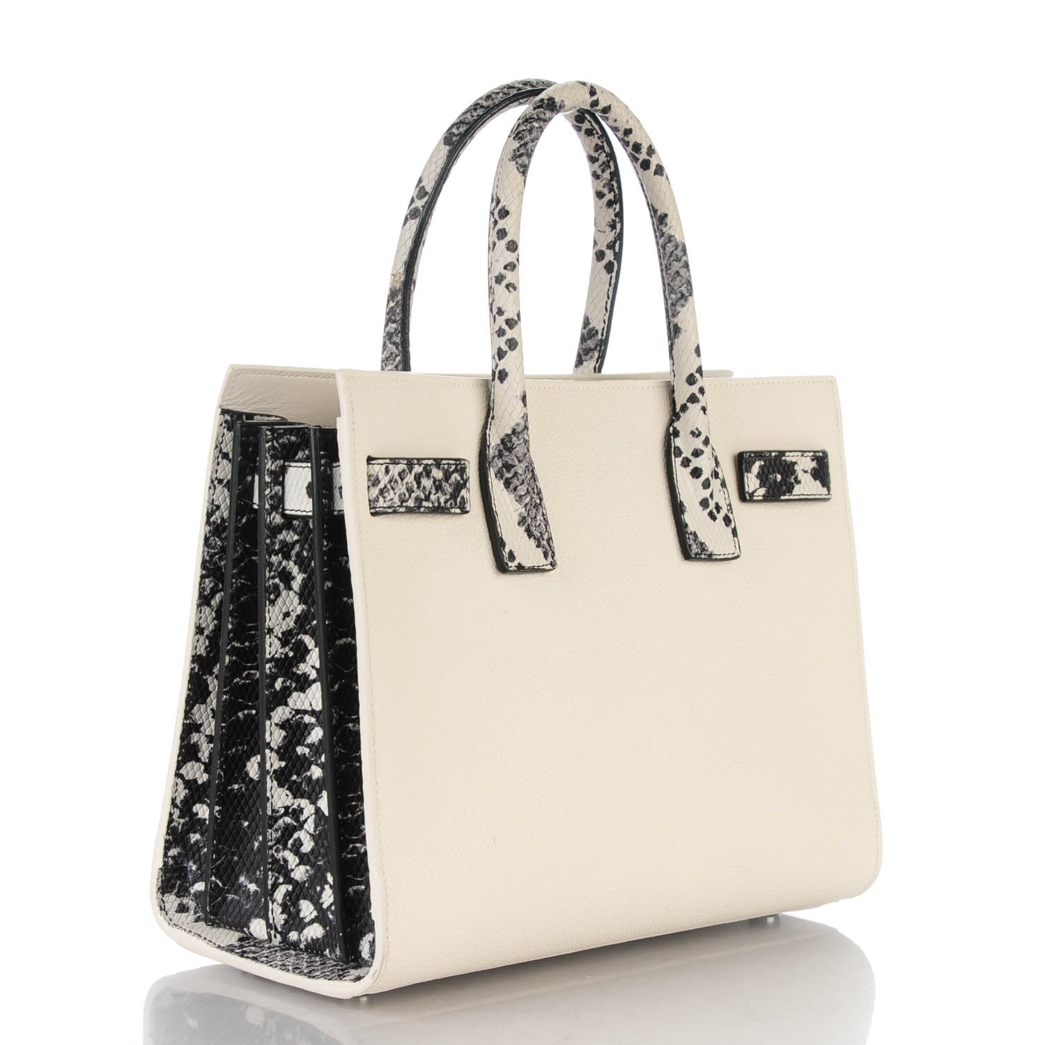 Saint Laurent Grained Calfskin Baby Sac De Jour White Black 3 of 7