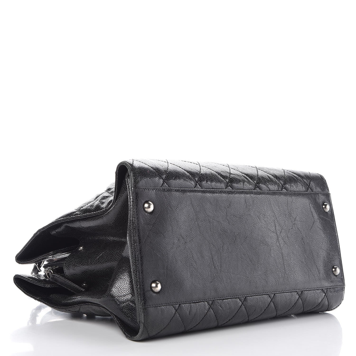 Chanel Crumpled Grained Calfskin Quilted CC Crave Tote Black 5 of 13