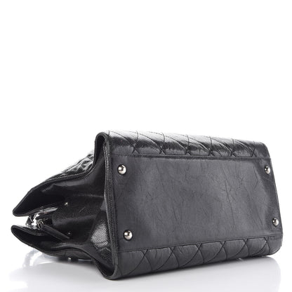 Chanel Crumpled Grained Calfskin Quilted CC Crave Tote Black 5 of 13