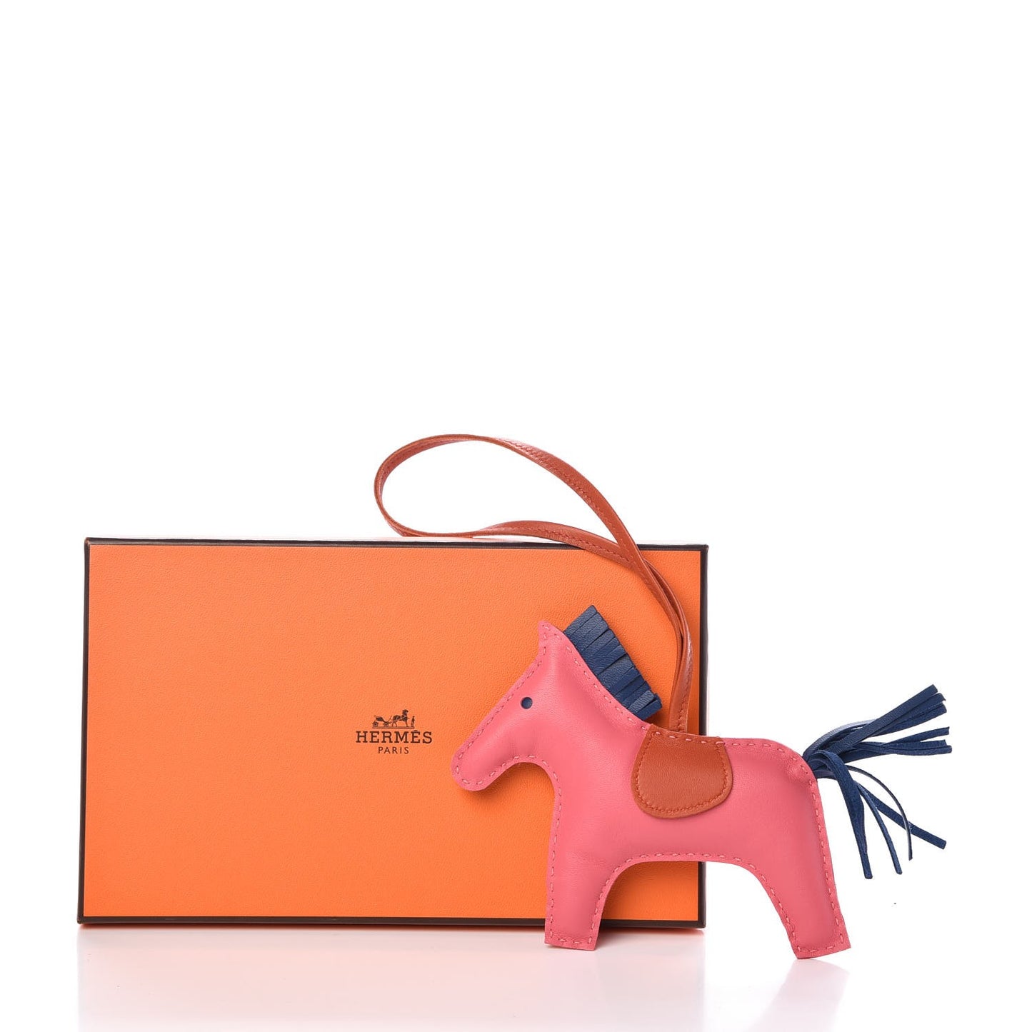 Milo Lambskin Grigri Rodeo Bag Charm MM Rose Azalee Cornaline Bleu De Malte