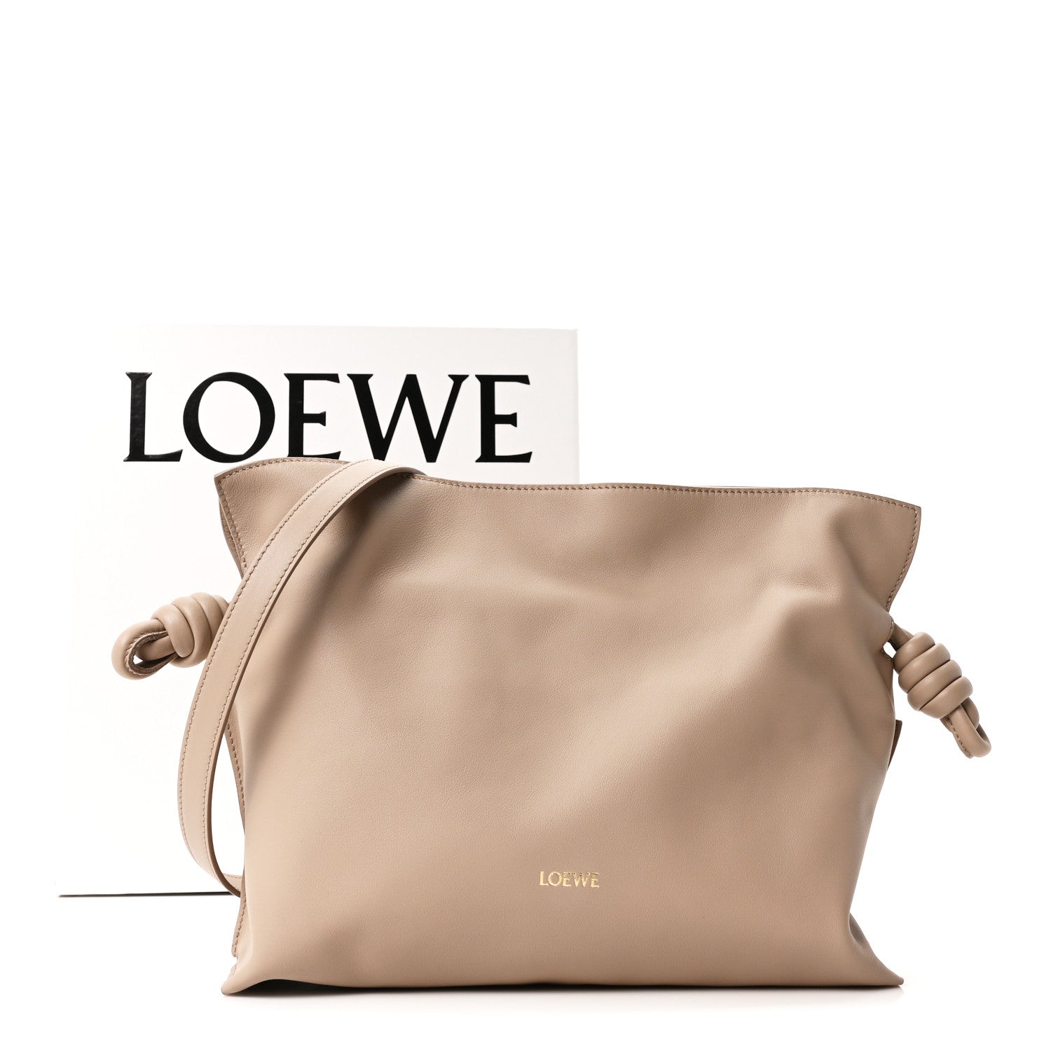 Loewe Nappa Calfskin Medium Flamenco Knot Clutch Sand 10 of 10
