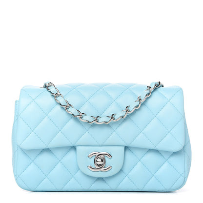 Chanel Lambskin Quilted Mini Rectangular Flap Neon Blue 1 of 11