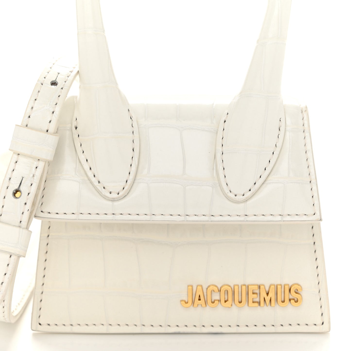 Calfskin Crocodile Embossed Le Chiquito White