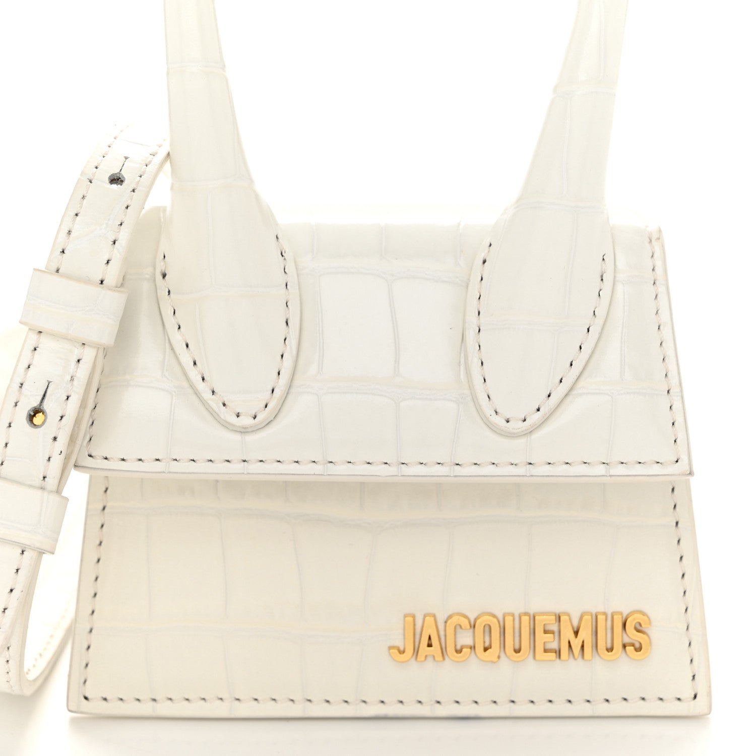 Jacquemus Calfskin Crocodile Embossed Le Chiquito White 7 of 11